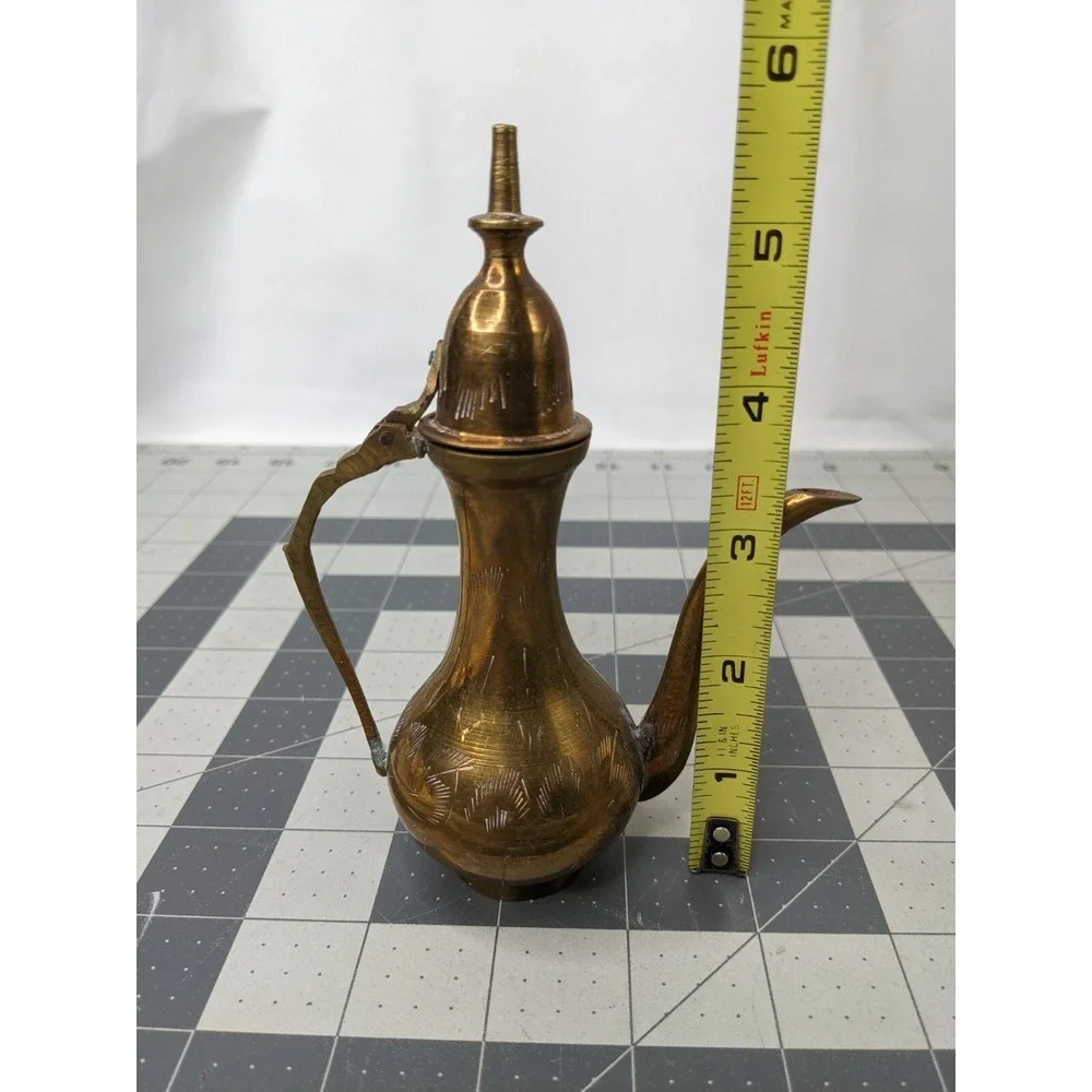 Brass Tea‎ Pot Etched 5.75 Inch